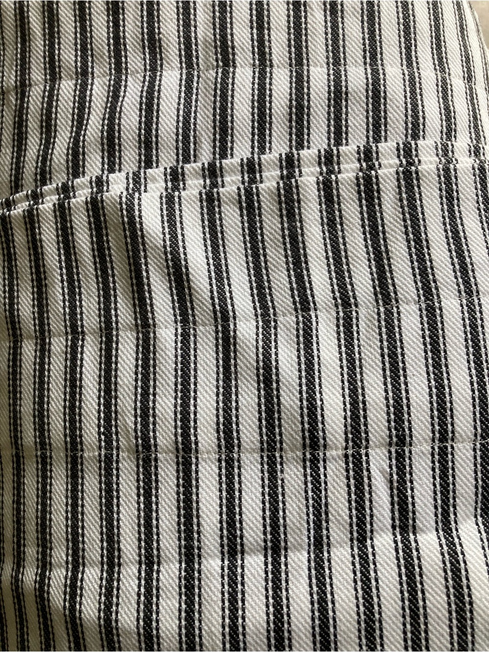 Cackleberry Home EUC Navy blue & White Striped Curtain panels